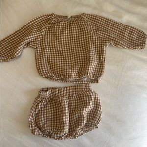 Quincy Mae Cocoa Gingham Set 3-6 months